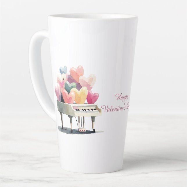 Piano of Love Hearts Latte Mug (Left Angle)