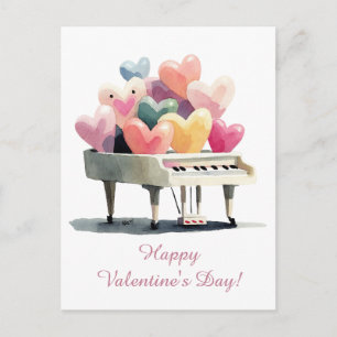 Piano of Love Hearts Postcard