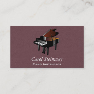 Piano on Burgundy Faux Flannel Business Card