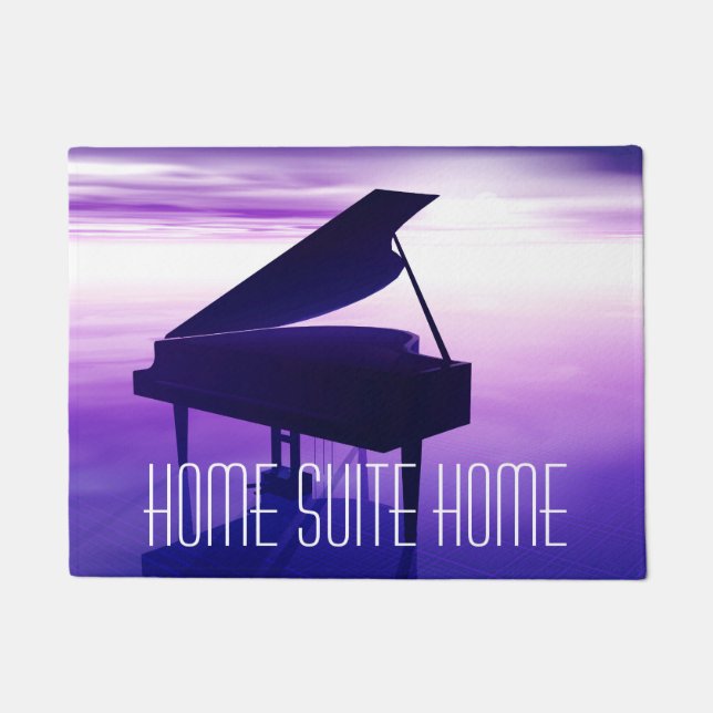 Piano On the Beach At Sunset Music Welcome Doormat (Front)