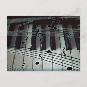 Piano or Organ Keyboard with Music Notes Postcard