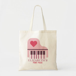 Piano Passion in Pink – Custom Name Tote Bag