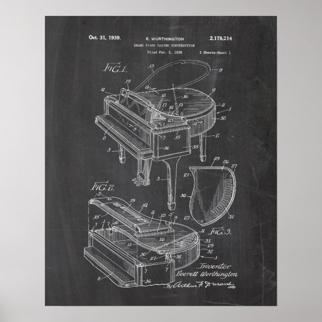 Piano Patent Poster (Front)