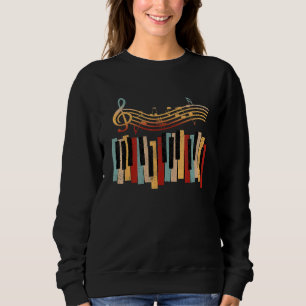 Piano Piano Keyboard Synthesizer And Treble Clef   Sweatshirt