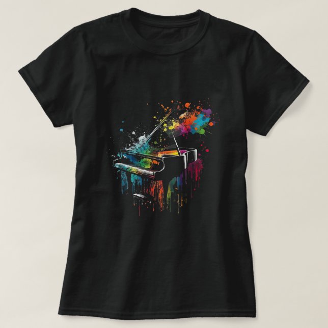 Piano Piano Splash Art Jazz Composer Keyboard Pian T-Shirt (Design Front)