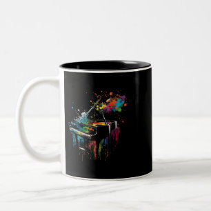 Piano Piano Splash Art Jazz Composer Keyboard Pian Two-Tone Coffee Mug