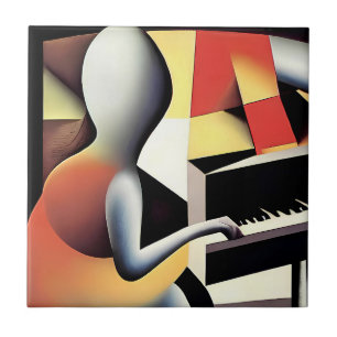 Piano Player - Airbrush Art Ceramic Tile