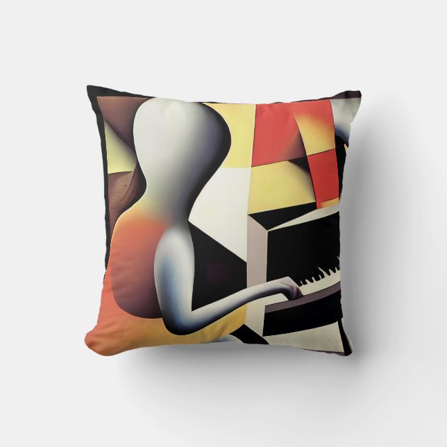 Piano Player - Airbrush Art Cushion (Front)