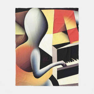 Piano Player - Airbrush Art Fleece Blanket