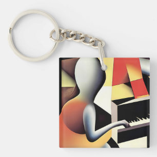 Piano Player - Airbrush Art Key Ring
