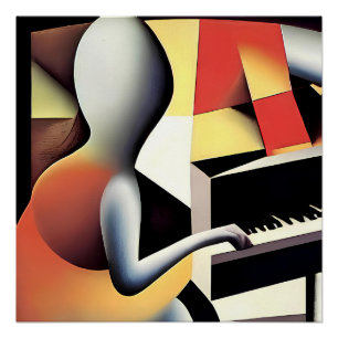 Piano Player - Airbrush Art Poster