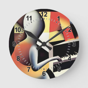 Piano Player - Airbrush Art Round Clock