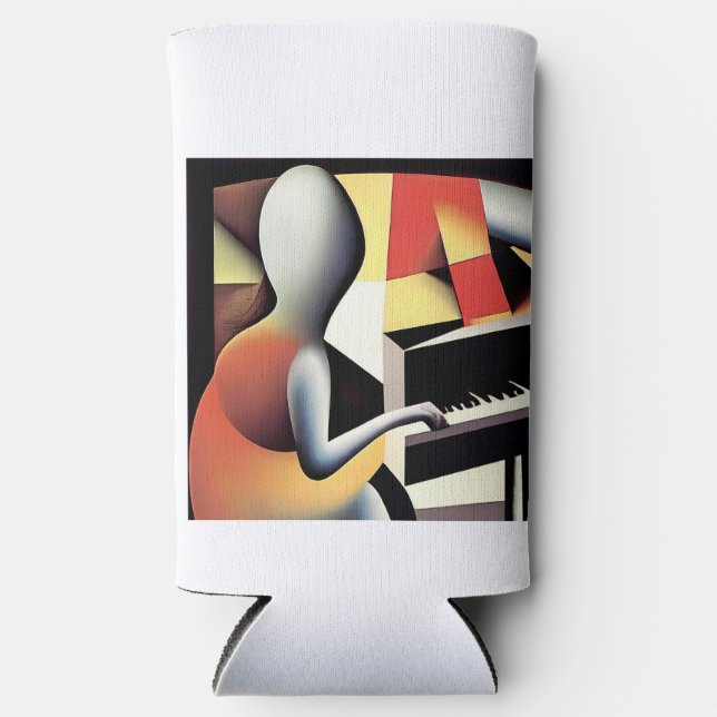 Piano Player - Airbrush Art Seltzer Can Cooler (Front)