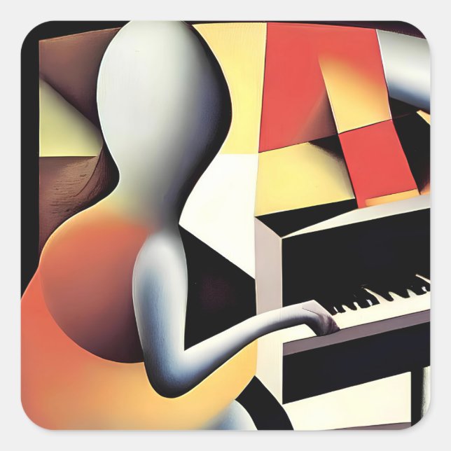 Piano Player - Airbrush Art Square Sticker (Front)