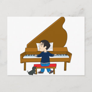 Piano Player and Dog Postcard