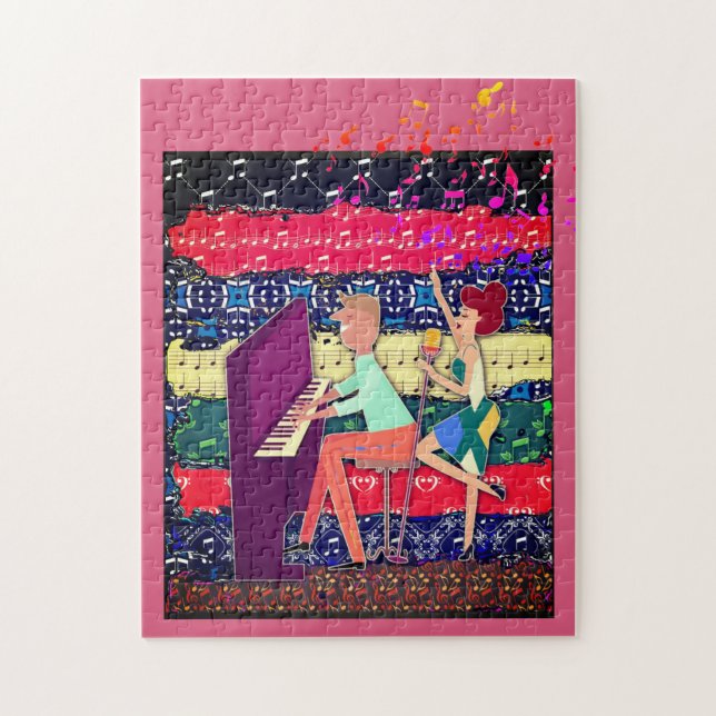Piano Player And Music Notes 2 Jigsaw Puzzle (Vertical)
