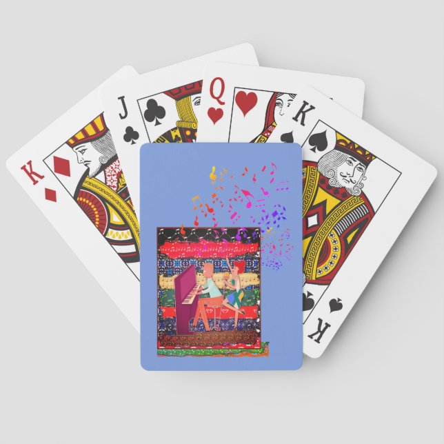 Piano Player And Music Notes Playing Cards (Back)