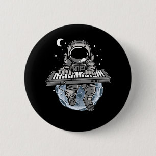 Piano Player Astronaut Music Instrument Cosmonaut 6 Cm Round Badge
