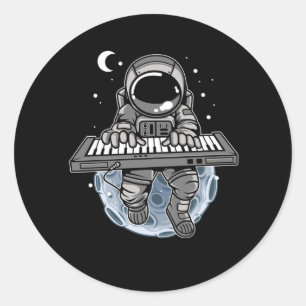 Piano Player Astronaut Music Instrument Cosmonaut Classic Round Sticker