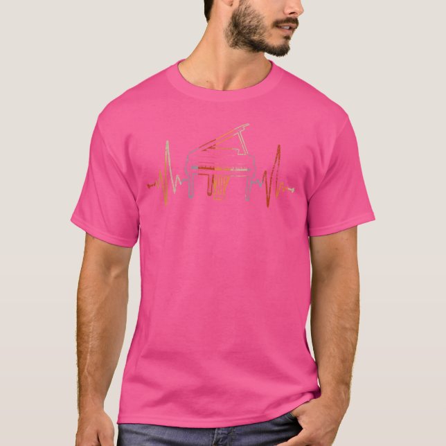 Piano Player Ekg Heartbeat Piano T-Shirt (Front)