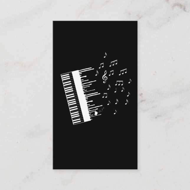 Piano Player Flying Music Notes Bird Pianist Business Card (Front)