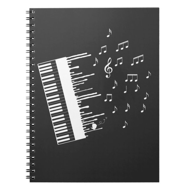 Piano Player Flying Music Notes Bird Pianist Notebook (Front)