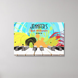 Piano Player Girl Bat Mitzvah Sign-In Board Canvas Print