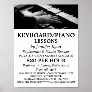 Piano Player, Keyboard, Piano Lessons Poster