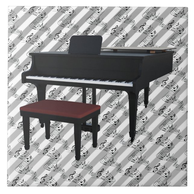 PIANO PLAYER  MULTI-MUSIC NOTES CERAMIC TILE (Front)