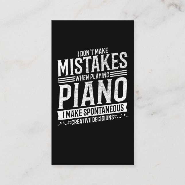 Piano Player Musical Instrument Music Pianist Business Card (Front)