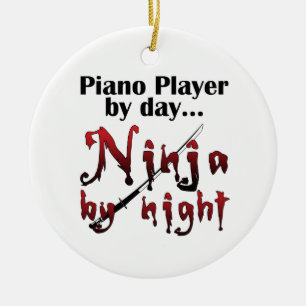 Piano Player Ninja Music Gift Ceramic Tree Decoration