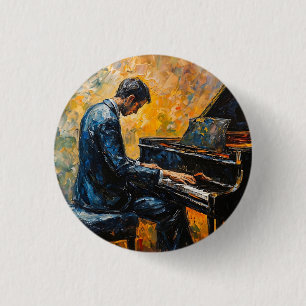 Piano Player - Oil Painting 3 Cm Round Badge
