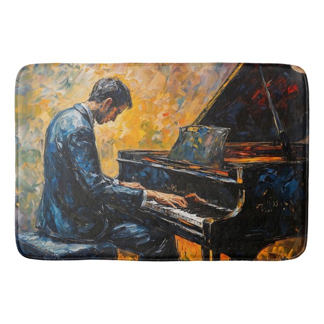 Piano Player - Oil Painting Bath Mat (Front)
