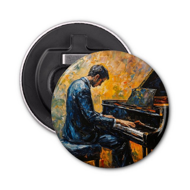 Piano Player - Oil Painting Bottle Opener (Front)