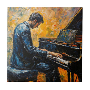 Piano Player - Oil Painting Ceramic Tile