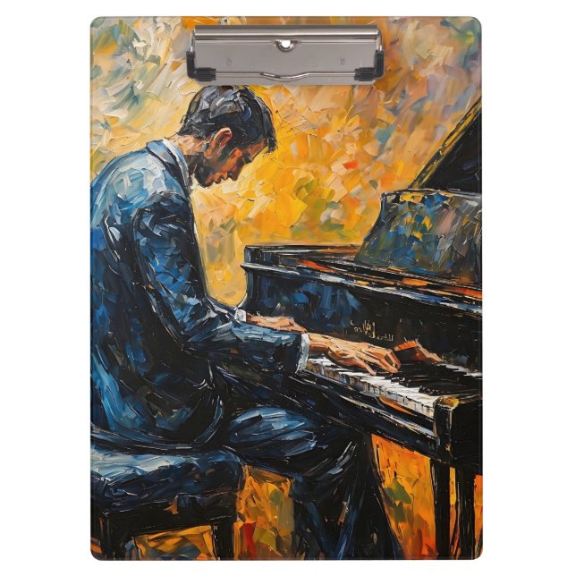 Piano Player - Oil Painting Clipboard (Front)