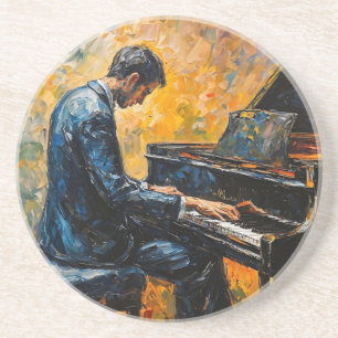 Piano Player - Oil Painting Coaster
