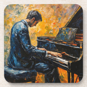 Piano Player - Oil Painting Coaster