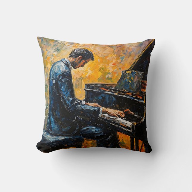 Piano Player - Oil Painting Cushion (Front)