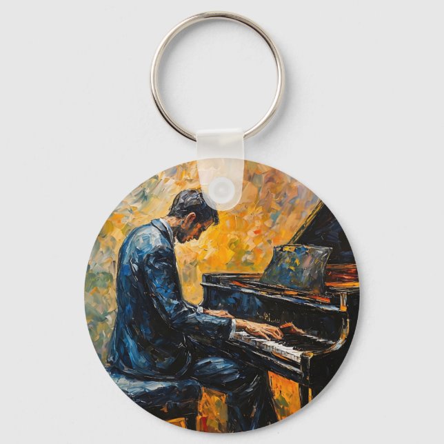 Piano Player - Oil Painting Key Ring (Front)
