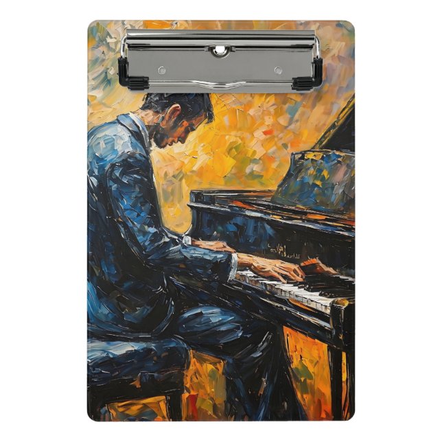 Piano Player - Oil Painting Mini Clipboard (Front)