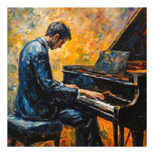 Piano Player - Oil Painting Photo Print