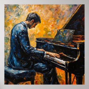 Piano Player - Oil Painting Poster
