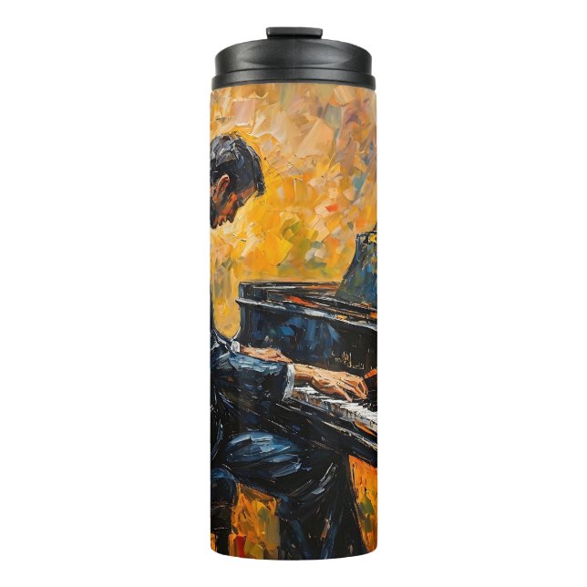 Piano Player - Oil Painting Thermal Tumbler (Front)