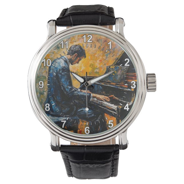 Piano Player - Oil Painting Watch (Front)