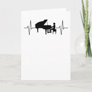 Piano Player Pianist Heartbeat Women Girls Gift Card