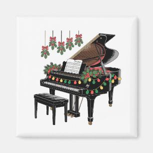 Piano Player Xmas Lighting Santa Playing  Magnet