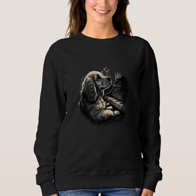 Piano playing Cocker Spaniel Sweatshirt (Front)