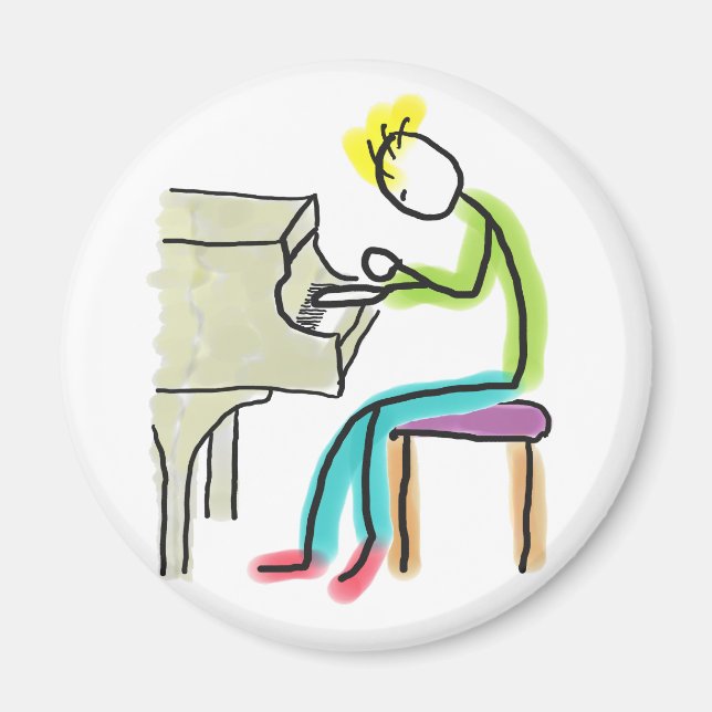 Piano Playing Stickman Magnet (Front)