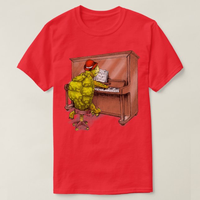 Piano Playing Turtle Art  T-Shirt (Design Front)
